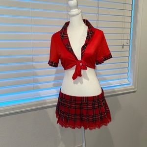 AvidLove, schoolgirl lingerie, red/plaid, M
